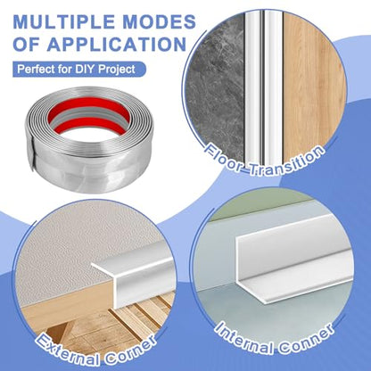 Wall Corner Protector Moulding Trim Peel and Stick (Silver / 0.8 In x 20 Ft)