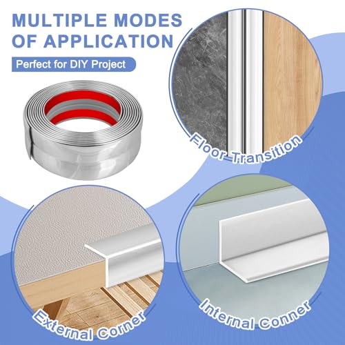 Wall Corner Protector Moulding Trim Peel and Stick (Silver / 1.6 In x 40 Ft)