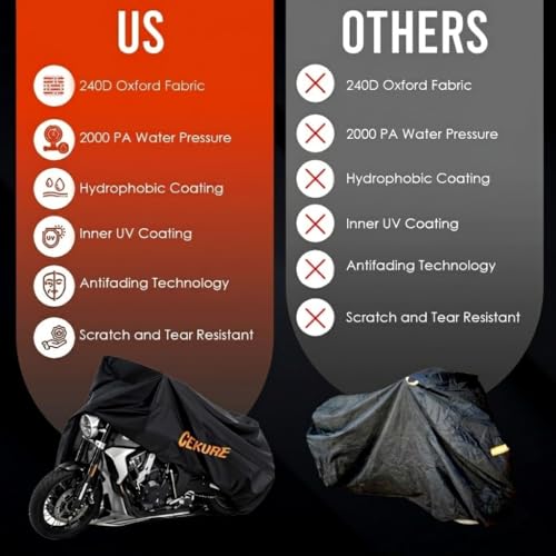 240D Heavy Duty Motorcycle Cover Fits up to 88" (88.6 Inch)