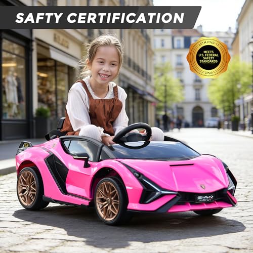 Licensed Lamborghini SIAN Kids 12V Electric Car w (Pink)
