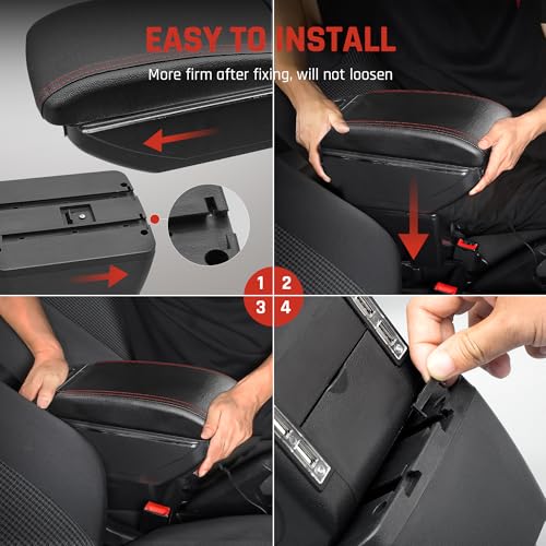 Car Armrest Box for KIA Stonic Rio 3 2018 (7 USB Ports / Red Thread)
