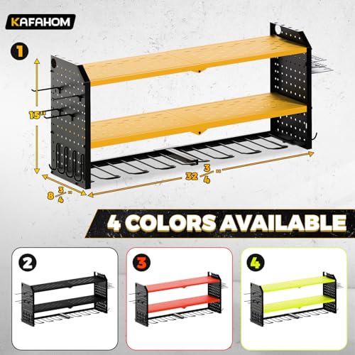 Power Tool Organizer (Upgrade 3-Layer 8-Drill with Pegboards / Yellow)