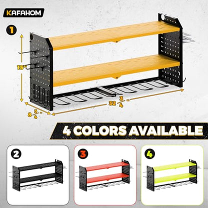 Power Tool Organizer (Upgrade 3-Layer 8-Drill with Pegboards / Yellow)