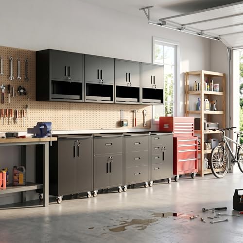 Garage Cabinet System (Black / 8 Pcs-StyleC)