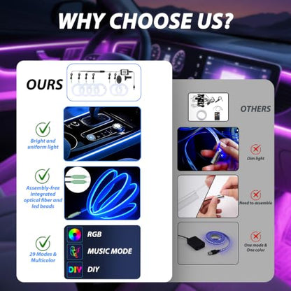 6 in 1 Car Led Strip Lights with App Control