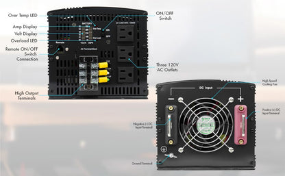 EL3742 3000 Watt Power Inverter with Remote Control 6000 Watt Surge Peak Power converter for Home RV Camping Van Life Off Grid (3000W - 12V)