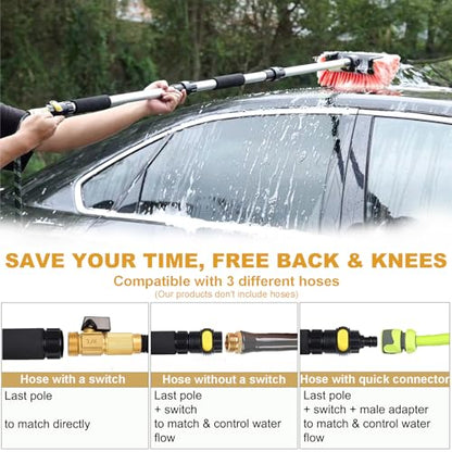 Car Wash Brush with Long Handle for Car Truck Boat RV SUV Washing (70" / Orange)