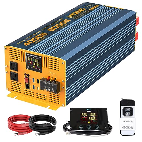 4000W Pure Sine Wave Power Inverter DC 48V to AC 110V 120V for Home RV with Dual AC Outlets 1 USB (4000W- 48V)
