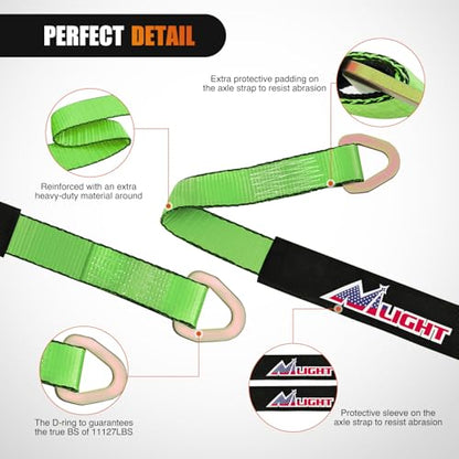 2" x 38" Axle Tie Down Straps with D (4Pcs 2in x 38in Axle Tie Down Straps Green)