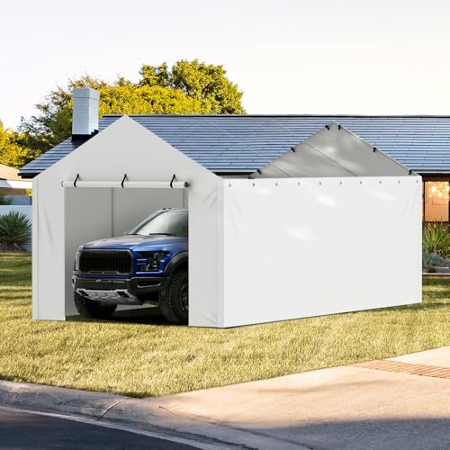 Carport Replacement Canopy Cover Side Wall 10 x 20 ft (White / 10x20ft)