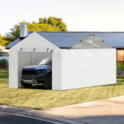 Carport Replacement Canopy Cover Side Wall 10 x 20 ft (White / 10x20ft)