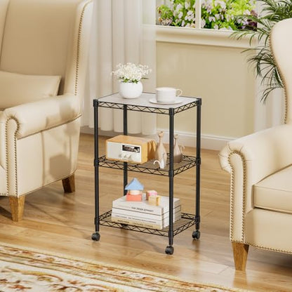 Small Wire 3 Adjustable Shelves Pantry Metal Shelf Floor Organizer (Black / 3-Tier 11.8"D X 17.3"W X 30.7"H)