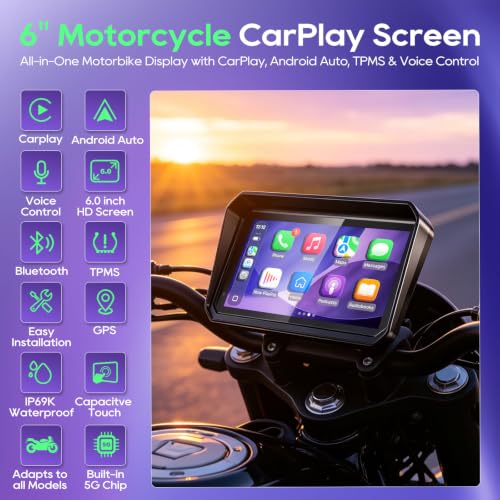 6 Inch Motorcycle CarPlay Display with TPMS (6")