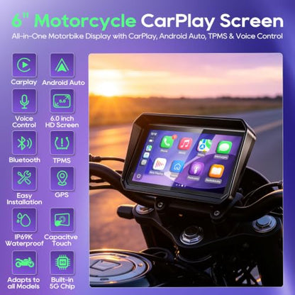 6 Inch Motorcycle CarPlay Display with TPMS (6")