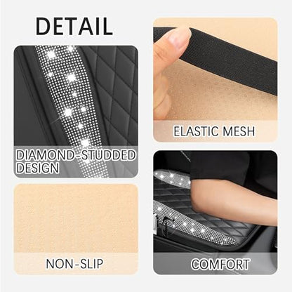 Bling Rhinestones Center Console Covers for Cars (Bling Silver)