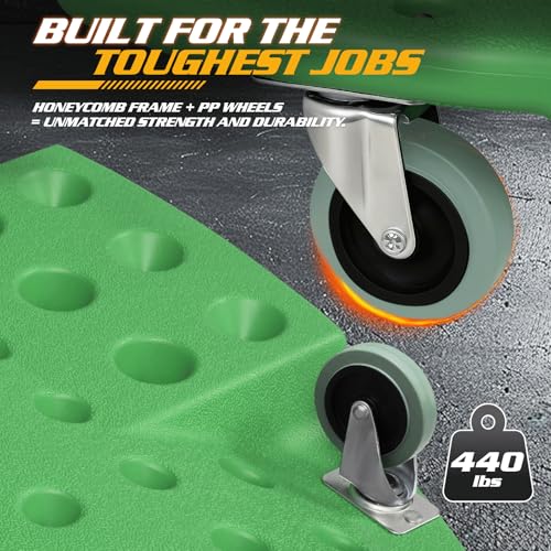 Mechanic Creeper with Padded Headrest & Tool Trays (Green / 46.5")