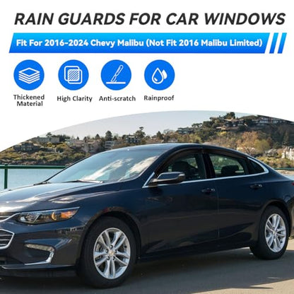 4pcs Window Visors Rain Guards for 2016 (2016-2024 Malibu)