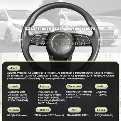 Car Steering Wheel Cover for Prius Civic Model 3 (Small size[14''-14 1/4''] / Black and Gray)