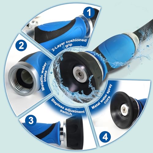 Metal Garden Hose 30 Ft Flexible Stainless Steel Water Hose 25 Ft 50 Ft With Hose Nozzle (30 Feet / Style A)