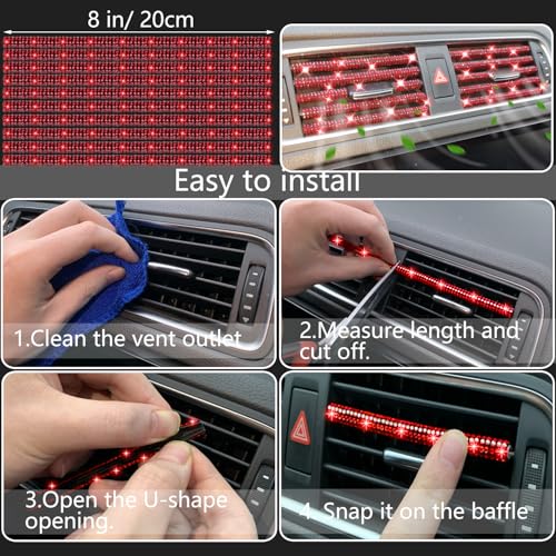 27 PCs Red Bling Car Accessories Set for Women (Red Diamond)