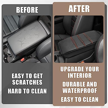 Armrest Cover for Honda CR (11) 23+ |CR-V| Black/Orange Stitching, Regular)