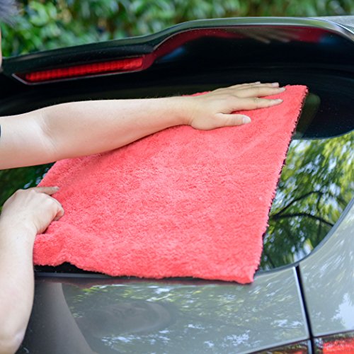 Microfiber Car Wash Drying Towels Professional Grade Premium Microfiber Towels for Car Wash Drying 450GSM 16 in.x 16 in. Pack of 6 (Red)