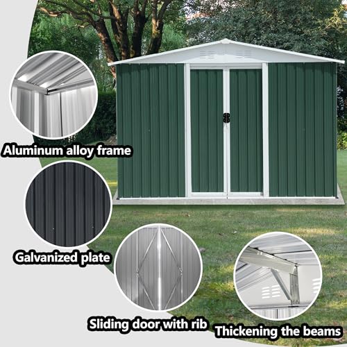 6x8 FT Outdoor Storage Shed (6x8 FT / Green)