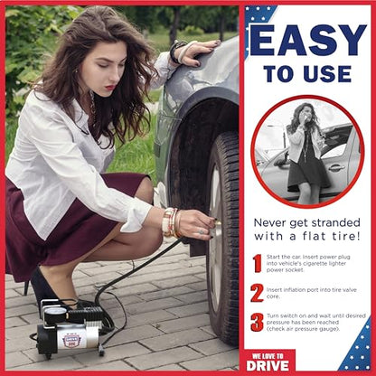 Tire Inflator Portable Air Compressor (Silver)
