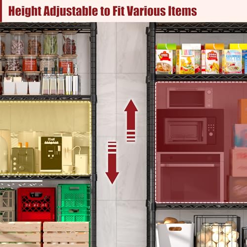 55.5" Wx24 x80 Heavy Duty Metal Wire Storage Shelving with Wheels (55.5"W x 24"D x 80"H)