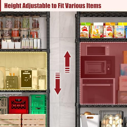 55.5" Wx24 x80 Heavy Duty Metal Wire Storage Shelving with Wheels (55.5"W x 24"D x 80"H)