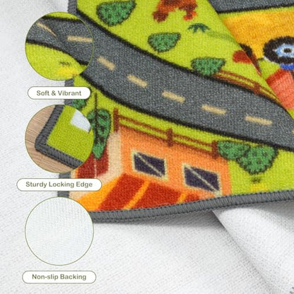 Kids Rug Play Mat (2'8" x 5' / Green Farm)