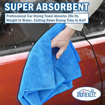 Professional Large Microfiber Car Drying Towels 2 Pack (Blue / 31 x 24 Inch)
