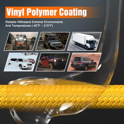 1" x20ft Kinetic Recovery Rope 33K lbs with 2 Soft Shackles Yellow (Yellow / 1"×20ft + 2 Soft Shackles)