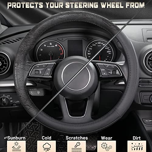 Car Steering Wheel Cover for Prius Civic Model 3 (Small size[14''-14 1/4''] / Black)