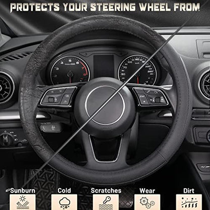 Car Steering Wheel Cover for Prius Civic Model 3 (Small size[14''-14 1/4''] / Black)