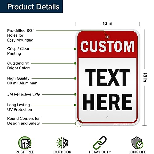 Custom Sign Custom Sign for Business (Header - Vertical / 12x18 - Aluminum Reflective)