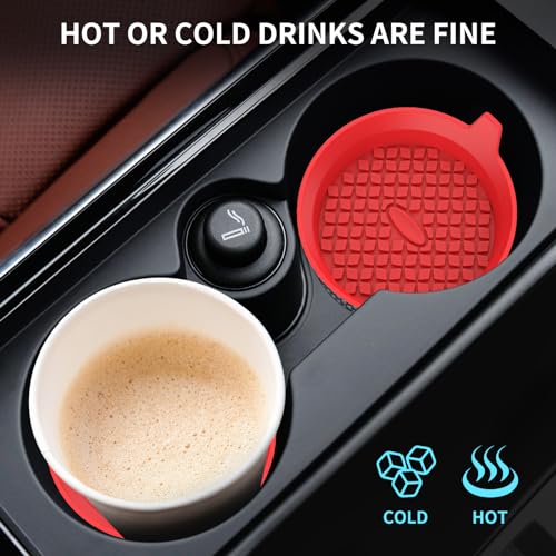 Car Cup Holder Coasters [4 Pack] Silicone Cups Mats (4 Pack-red)