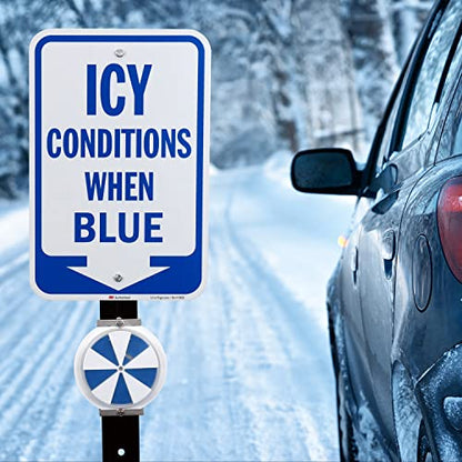 Icy Conditions When Blue Sign with Down Arrow (Icy Conditions When Blue Sign)