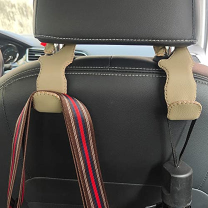 2 Pack Car Headrest Hooks (Beige)