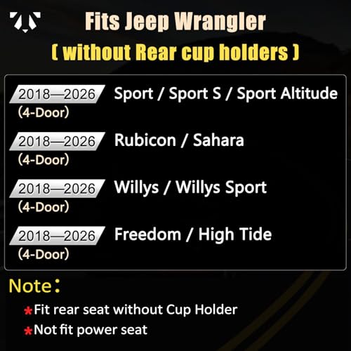 Wrangler JL Seat Covers Custom Fit for Jeep Wrangler (Black&Gray / 18-26 JL 4 Door Without Rear Cup Holder Full Set)