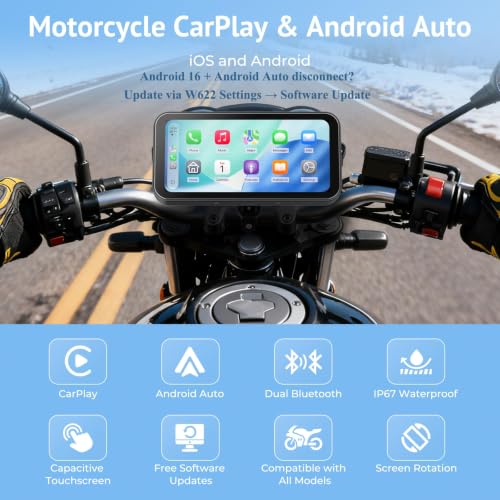 6.25" Wireless Motorcycle CarPlay Screen with Android Auto