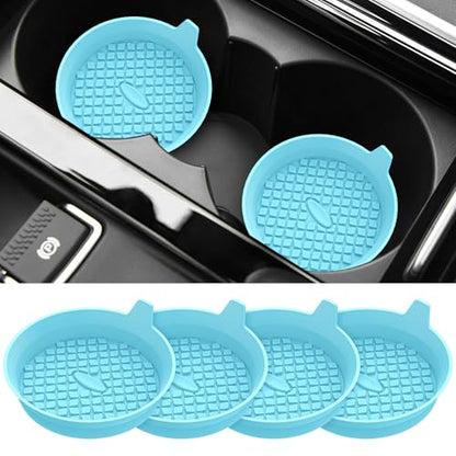 Car Cup Holder Coasters [4 Pack] Silicone Cups Mats (4pack-sky Blue)