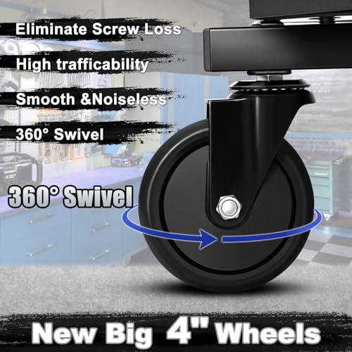 Rolling Stool with Wheels (Carbon Fiber Gray)