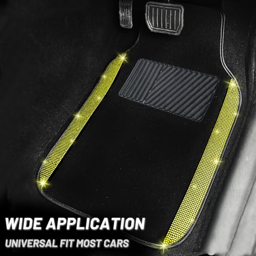 Bling Car Floor Mats Full Set (Yellow Diamond / Car Floor Mats (4 Pieces))