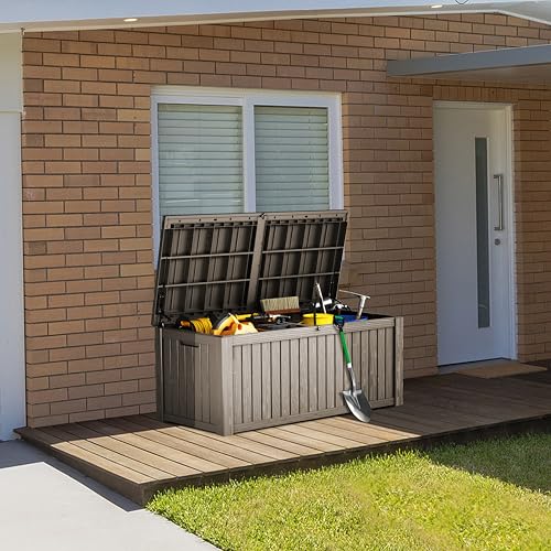 180 Gallon Resin Outdoor Storage Box (Gray / 180 gallons)