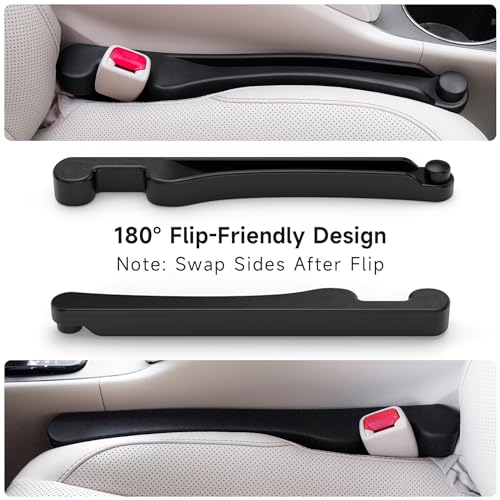 Car Seat Gap Filler Organizer Soft Foam 3IN1 Storage Slot & Hook (Black / Narrow)