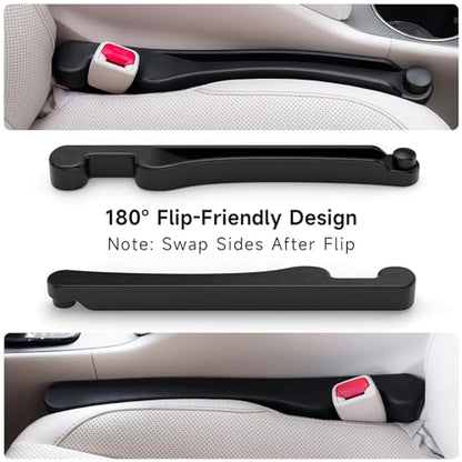 Car Seat Gap Filler Organizer 2Pack Soft Foam 3IN1 Multifunctional (Black / Most Cars – Standard)