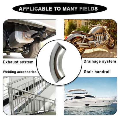 OD 1 Inch 90 Degree Stainless Steel Bend Tube 1” Exhaust Elbow Pipe for Car Modified Exhaust System 1" Piping Silver Tone (1”)