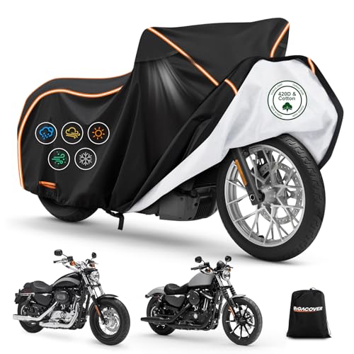 Motorcycle Cover for Harley Davidson Sport Model 420D & Cotton Lining (Black / for Sport Models Nightster)