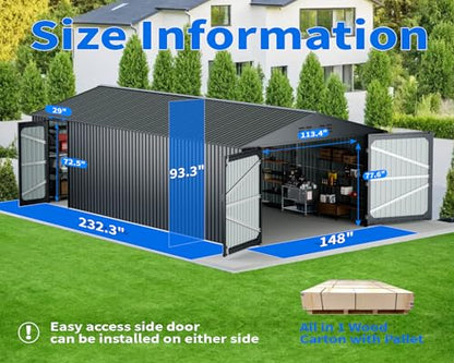 20 x 13 FT Outdoor Storage Shed (13 x 20 FT / Black)